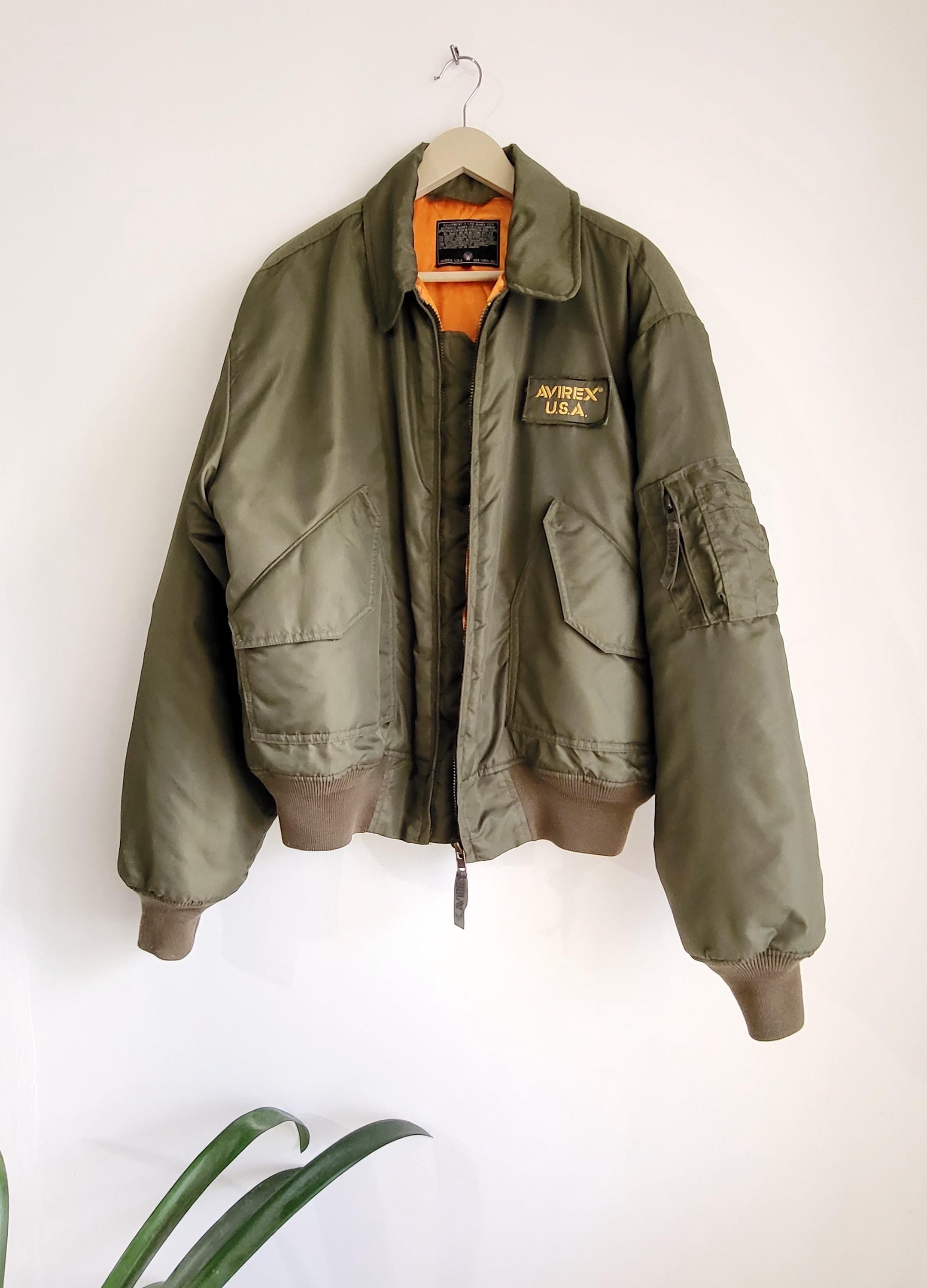 Vintage Avirex CWU-45 Flight Jacket | 90s Khaki Nylon Military