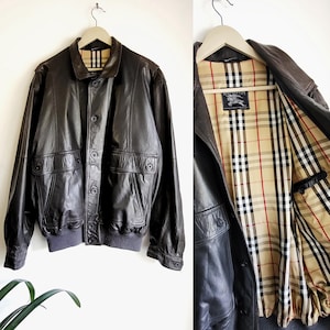 Burberry Leather Jacket - Etsy