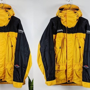 Vintage Columbia Omni-tech Jacket | 90s Yellow Black Waterproof