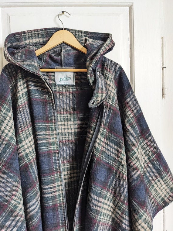 Vintage Johnson Woolen Mills Wool Cape Poncho USA Plaid - Etsy