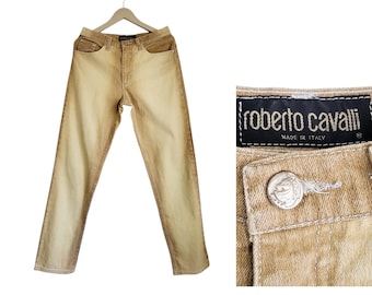 Vintage Roberto Cavalli Jeans Beige Denim, Made in Italy