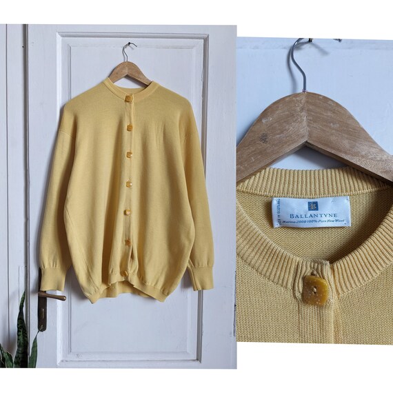 Vintage Ballantyne Merino Wool Cardigan Yellow - Etsy Israel