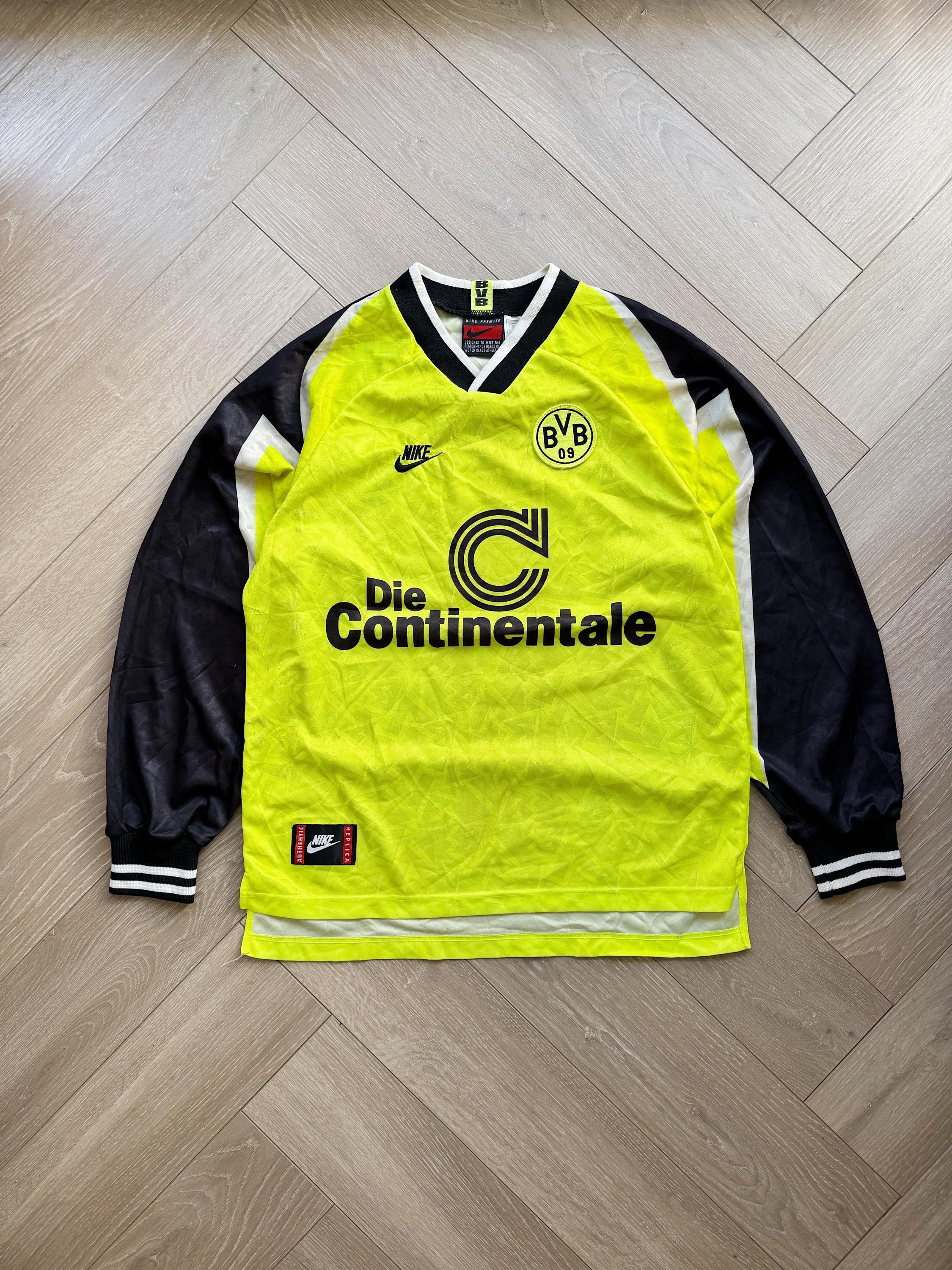 激レア！　Nike Borussia Dortmund  95 #4 Vintage Borussia Dortmund 1995/1996 Home Fotball Jersey Longsleeve