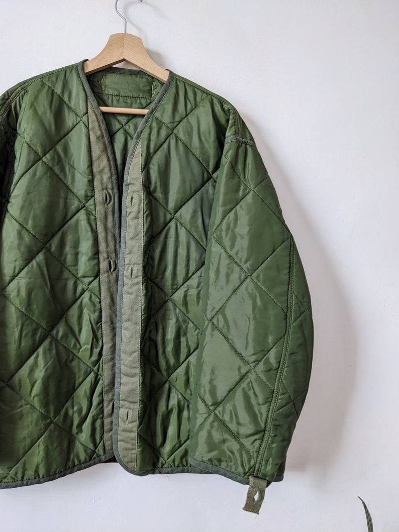 Vintage Army Liner Quilted Jacket Green Etsy