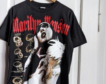 Marilyn Manson Tour 1997 Band T shirt 2 Side Black Retro