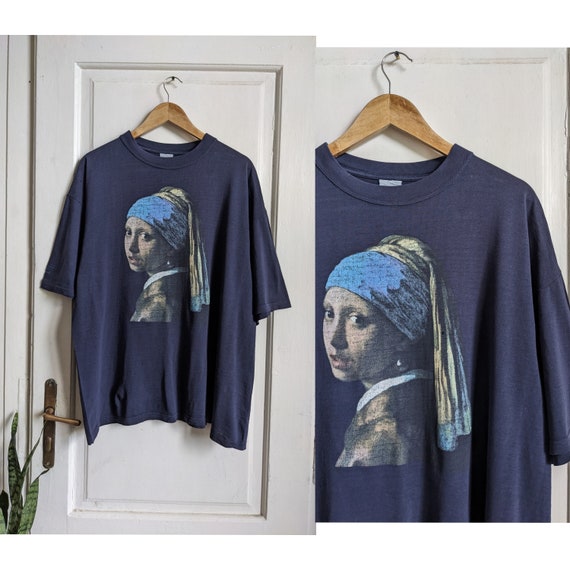 Vintage Johannes Vermeer Art T-Shirt Girl With a … - image 1