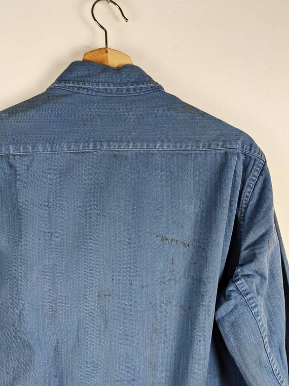 Vintage 70s Blue French Jacket Monetex Lendelede … - image 7