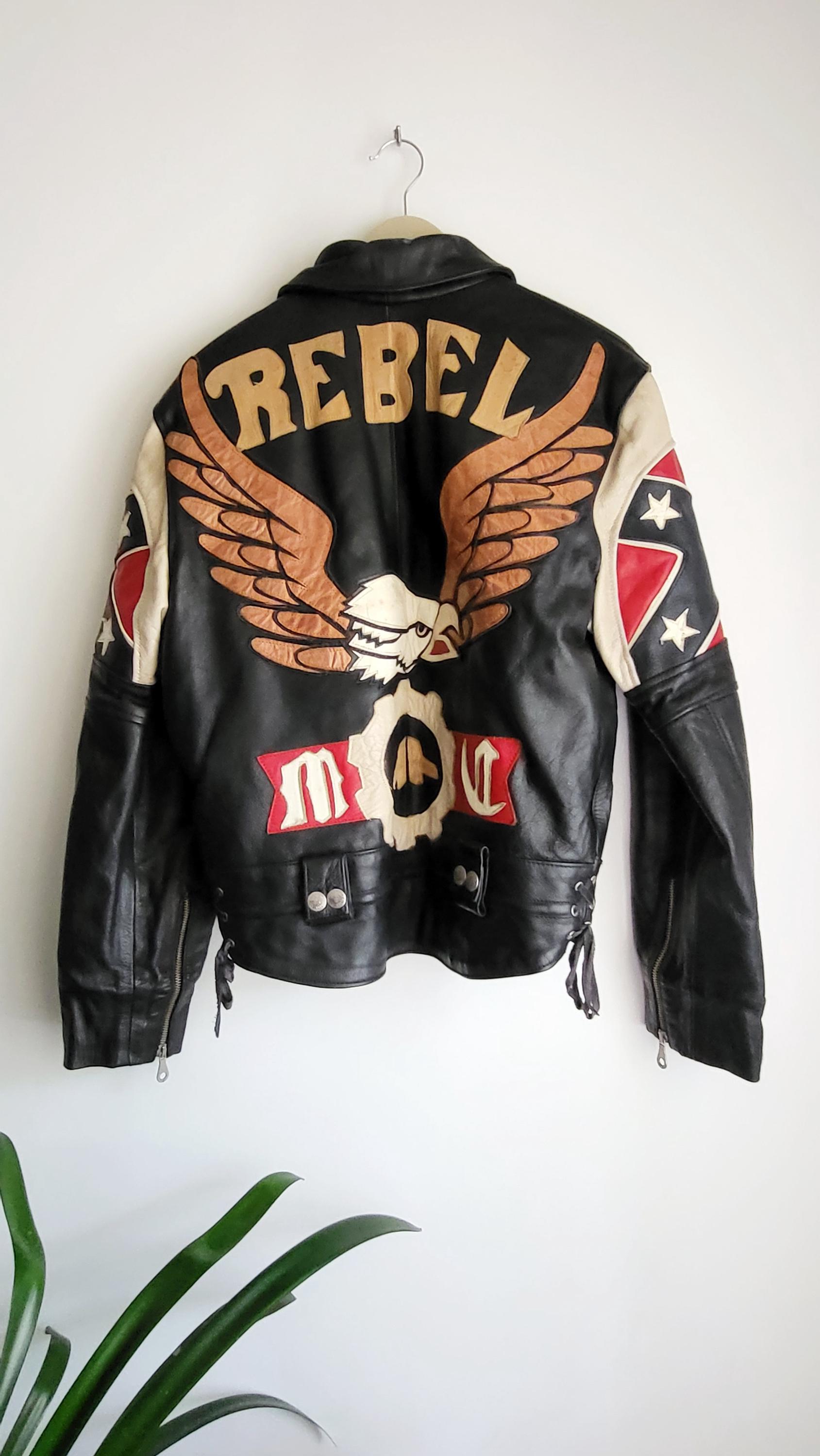 Vintage Rebel Biker Jacket | Leather Motorcycle Jacket With Eagle