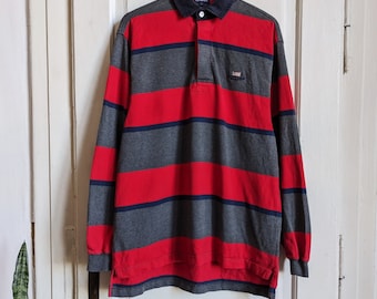 Gant Rugby Shirt Mens Striped Long Sleeve Polo Shirt Vintage Size L