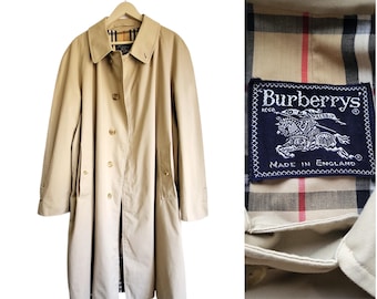 Gabardina vintage beige de Burberry con forro de cuadros Nova