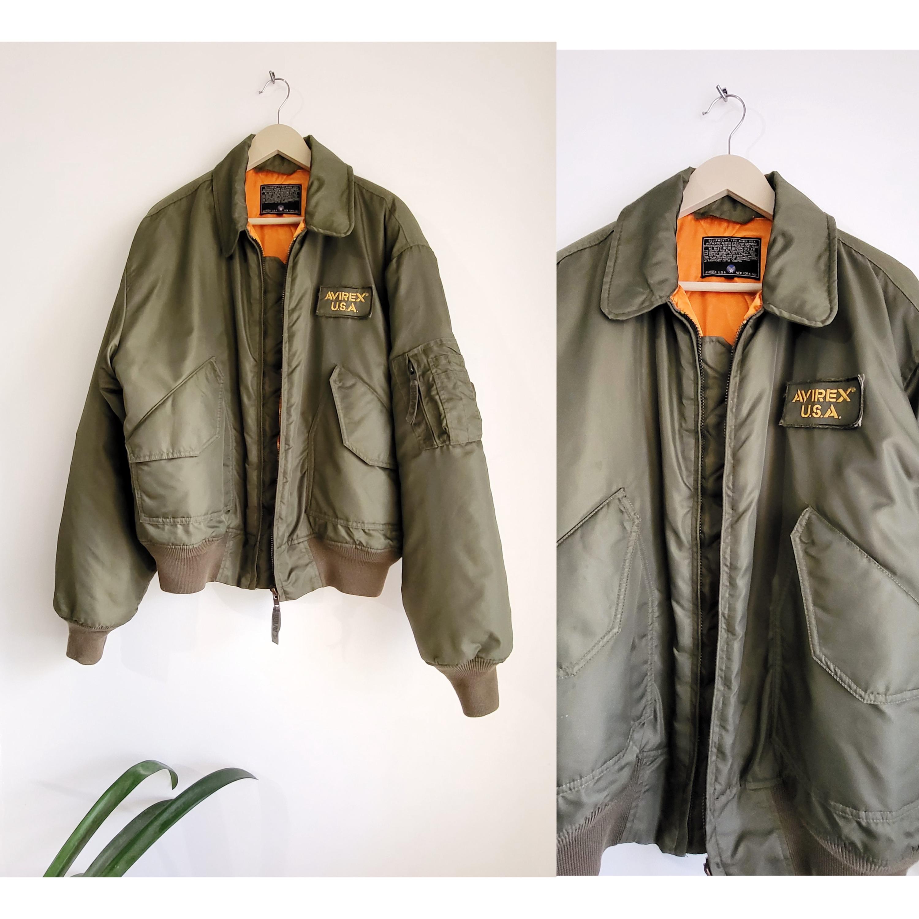 ジャケット・アウター Avirex CWU denim docking flight jacket Vintage Avirex CWU-45 Jacket Nylon Khaki - Etsy Israel