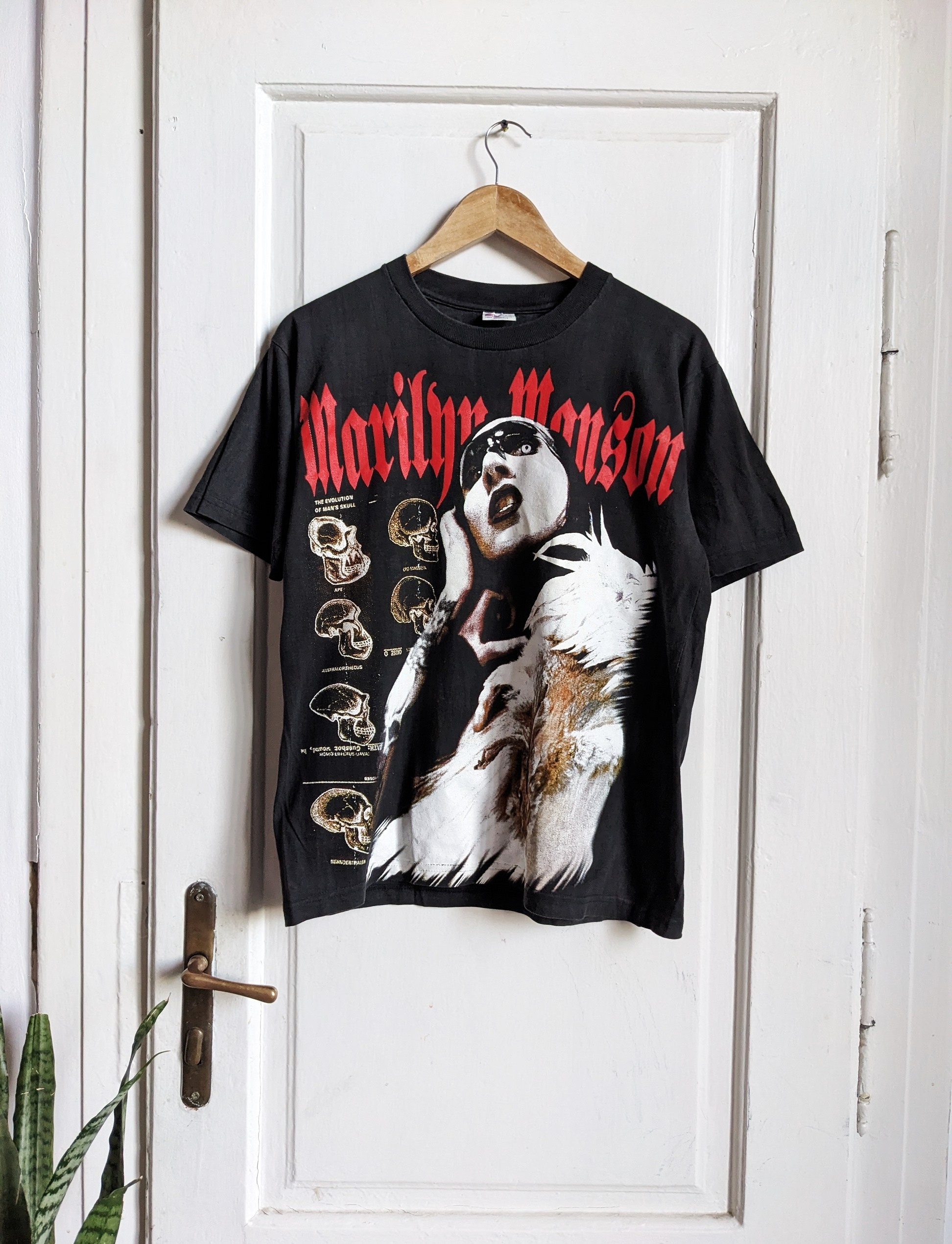 Vintage Marilyn Manson Merch the Evolution of Mans Skull T Vintage Marilyn Manson Merch the Evolution of Mans Skull T