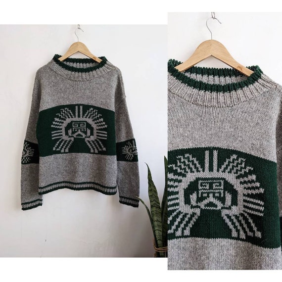 Vintage Native Knitwear Sweater Wool Tribal Aztec… - image 1