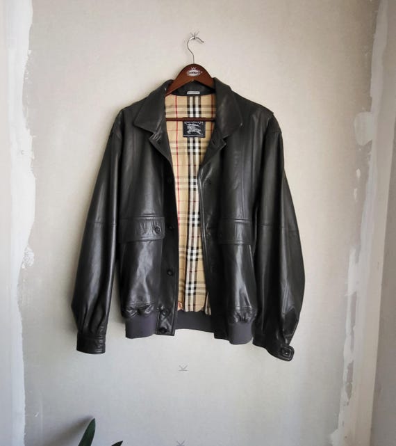 Vintage Burberrys Leather Jacket - Etsy Vintage Burberrys Leather Jacket - Etsy