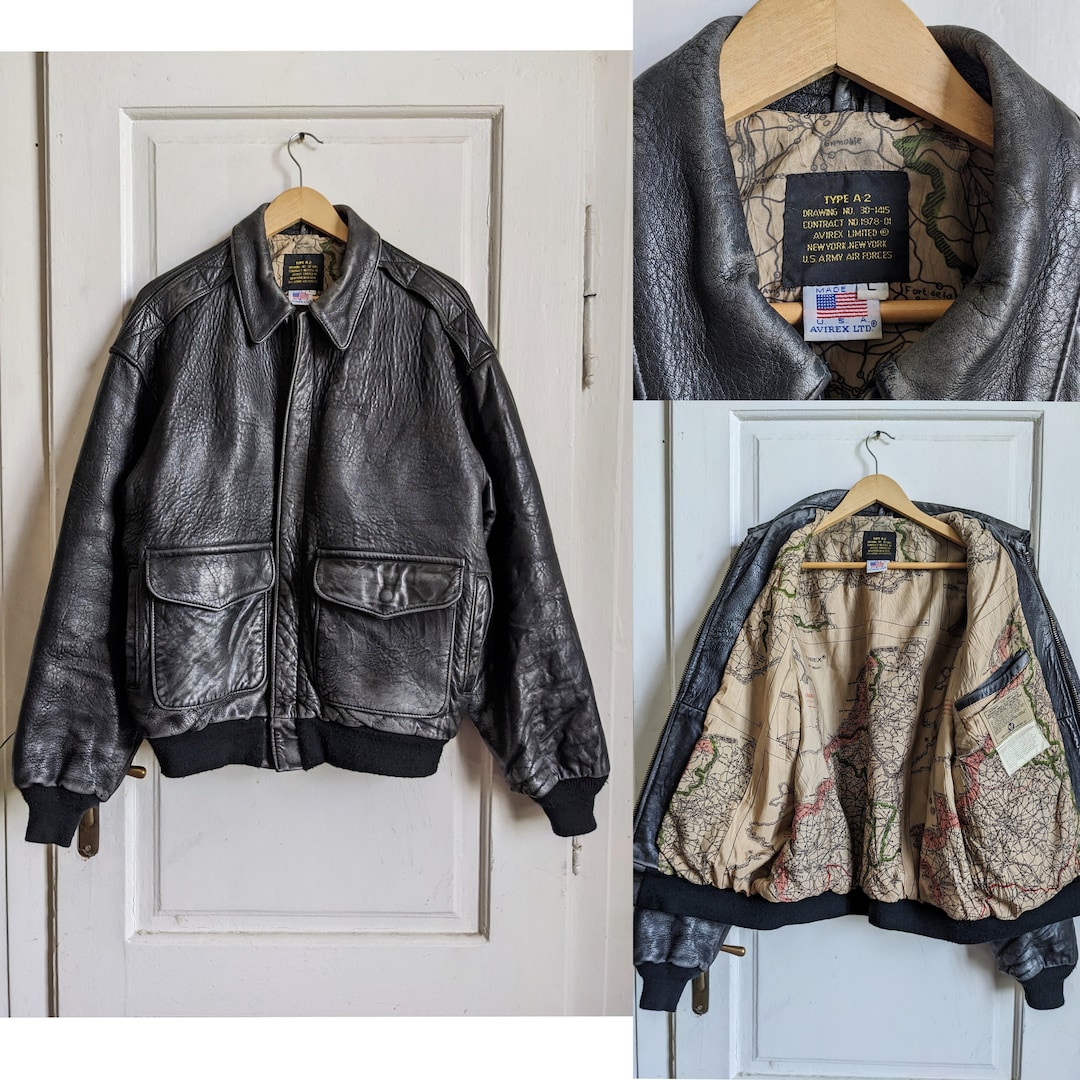 80s Vintage AVIREX Type A-2 Leather Flight Jacket M Size