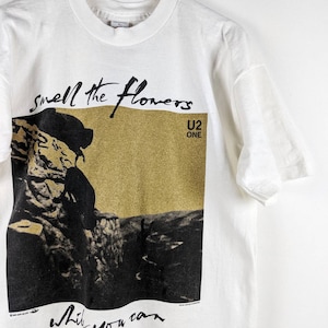 Vintage U2 One 1990 Merch Smell the Flowers While You Can Tour T