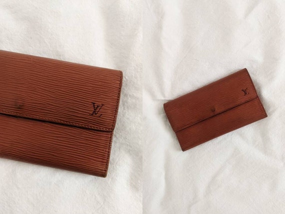 Cartera Louis Vuitton vintage de cuero marrón hecha en Francia