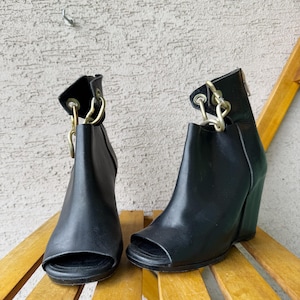 archive rick owens ヒールブーツ　leather black archive rick owens ヒールブーツleather black