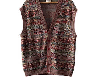 Vintage Missoni Vest Men XXL – 1990s Merino Wool Knit – Italian