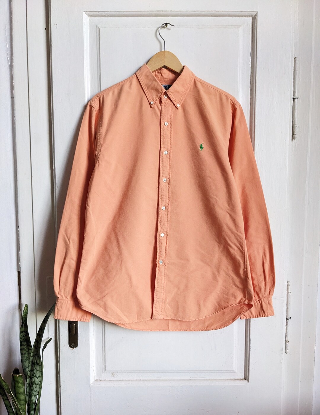 Vintage Polo Ralph Lauren Oxford Shirt | 90s Peach Slim Fit Large