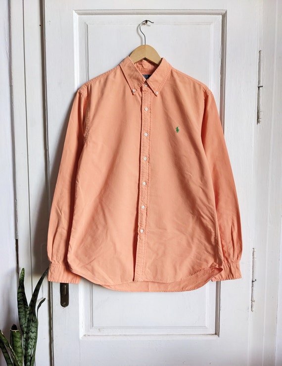 Vintage Polo Ralph Lauren Oxford Shirt | 90s Peach Slim Fit Large