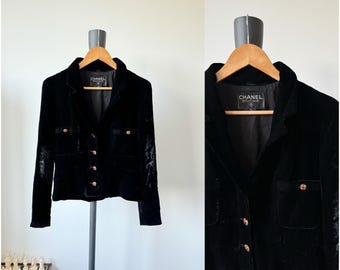 CHANEL 90s リバーシブルジャケット Chanel 1990 long jacket green tweed 40 US 8 vintage open