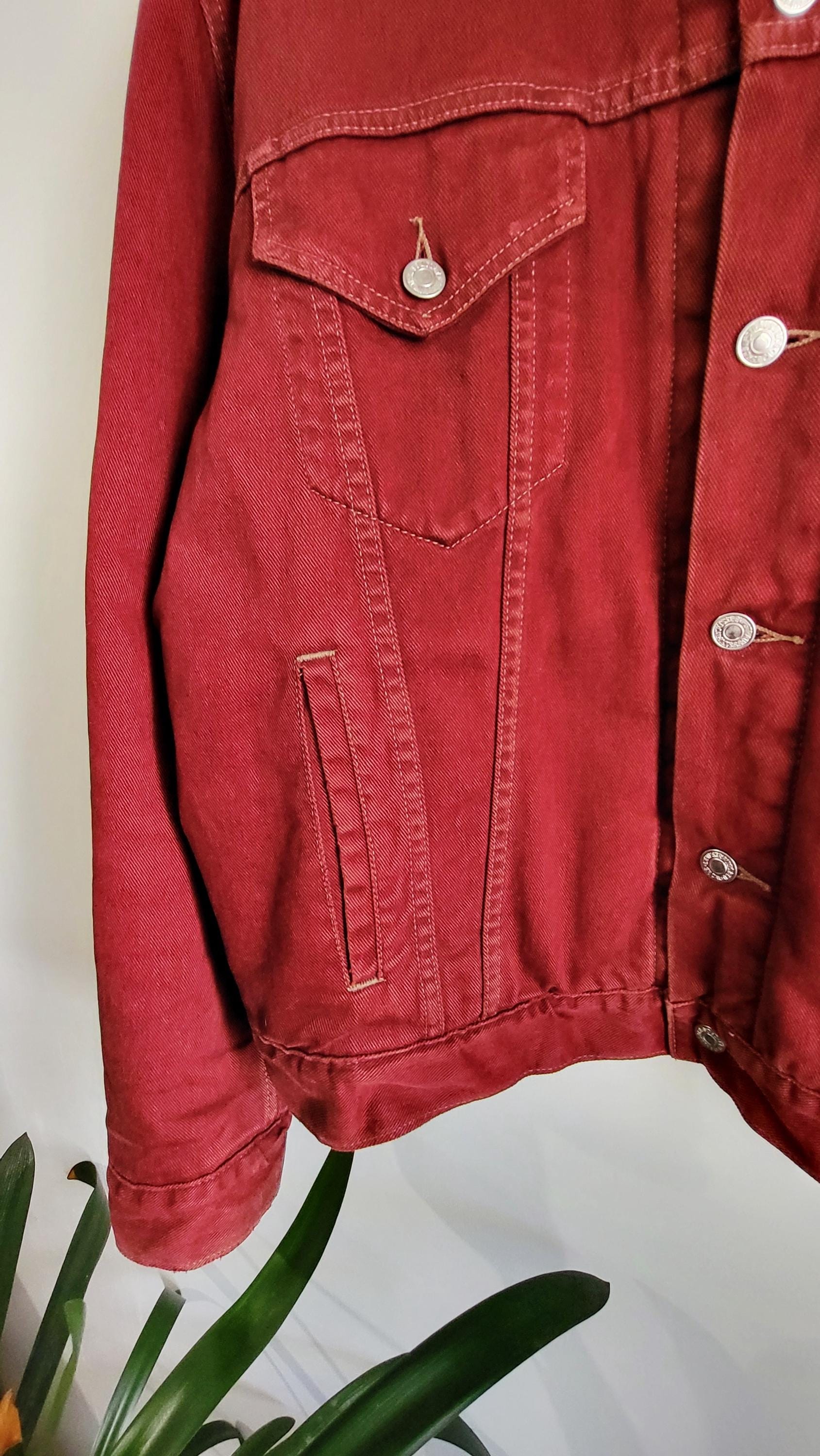 Vintage Levi's 70614 Jacket | Burgundy Lined Black Tab | 90s - Etsy