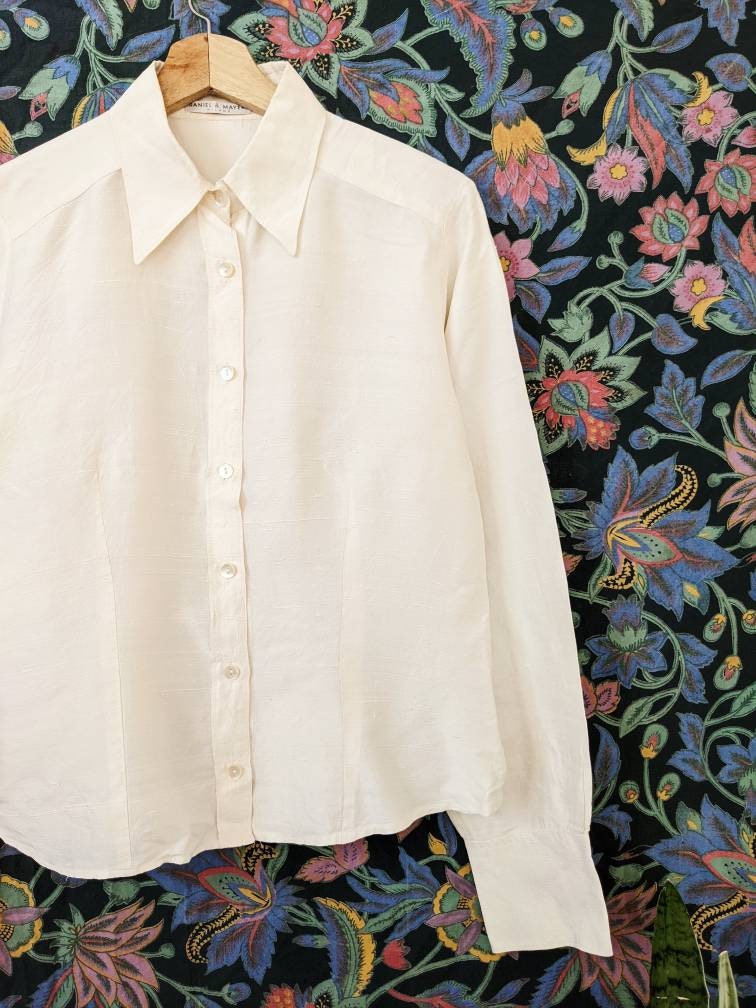 80s Beige Silk Blouse Daniel & Mayer Milano Shirt Button Down - Etsy