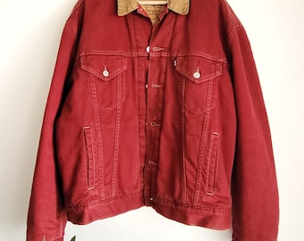 Vintage Levis Trucker Denim Jacket Burgundy Silver Tab Size XL - Etsy