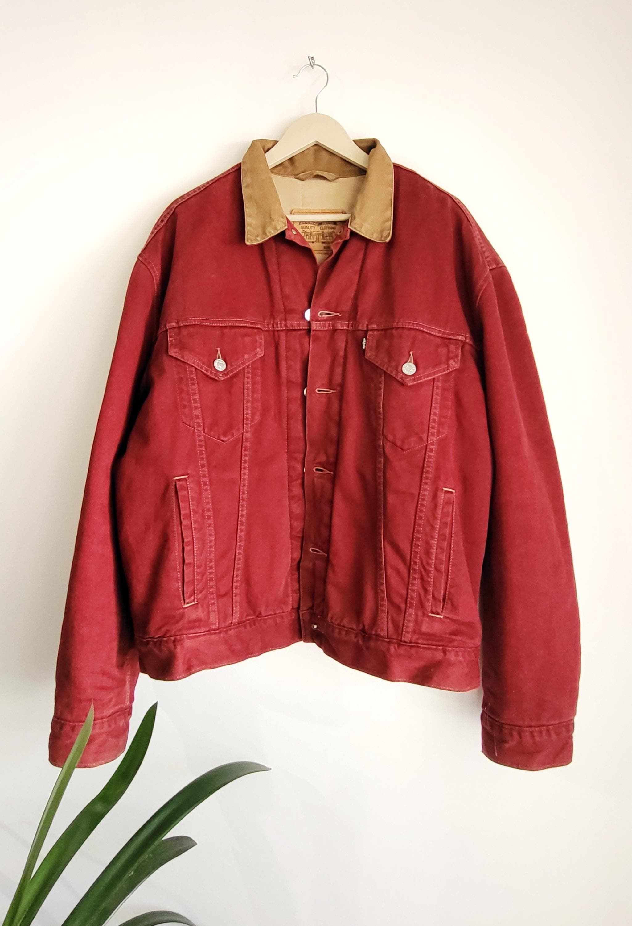 Vintage Levi's 70614 Jacket | Burgundy Lined Black Tab | 90s - Etsy