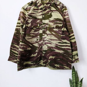 Vintage French Army Tiger Stripe Camo Shirt - Military Jacket