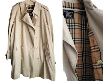 Vintage Burberry Trench Coat Nova Check 1990s Made in Spain - Etsy