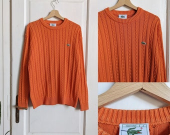 Vintage Lacoste Cable Knit Orange Sweater