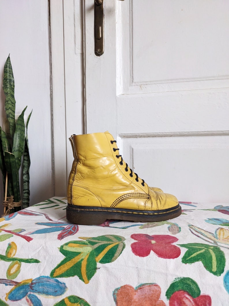 Vintage Dr. Martens 1460 Yellow Boots England image 3