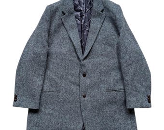 Harris Tweed Blazer – Limited Edition 2009 – 100% Hand Woven Scottish Wool – Grey Heritage Jacket – Men’s Vintage Style