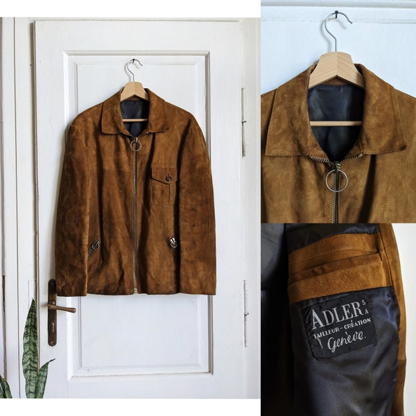 Vintage Suede Leather Womens Jacket Brown