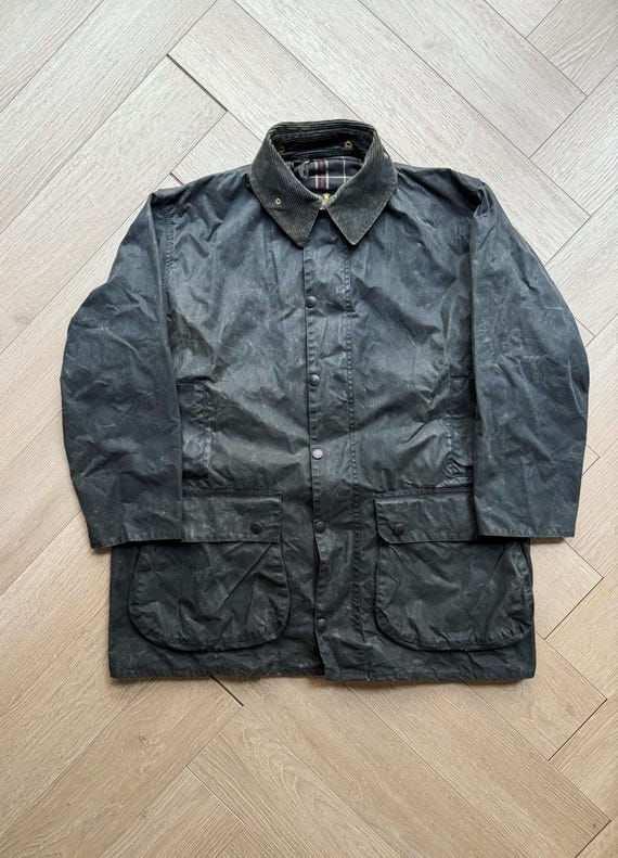 Vintage Barbour Border Wax Jacket Navy A205 - Etsy