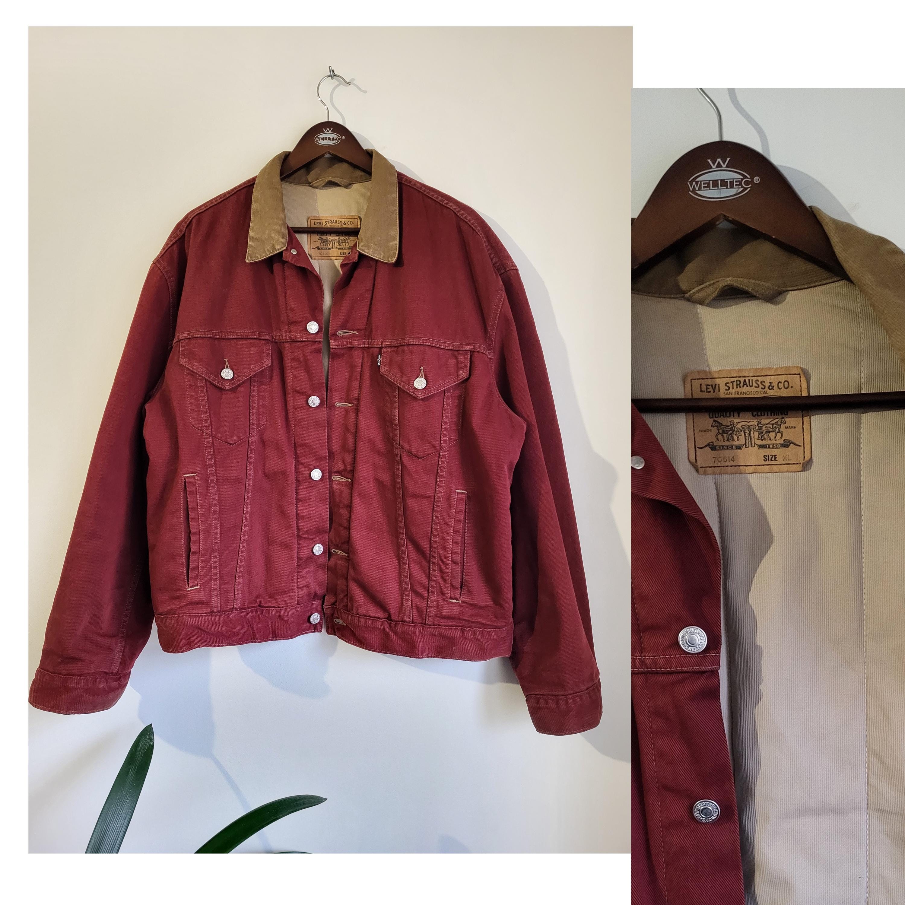 Vintage Levis Trucker Denim Jacket Burgundy Silver Tab - Etsy