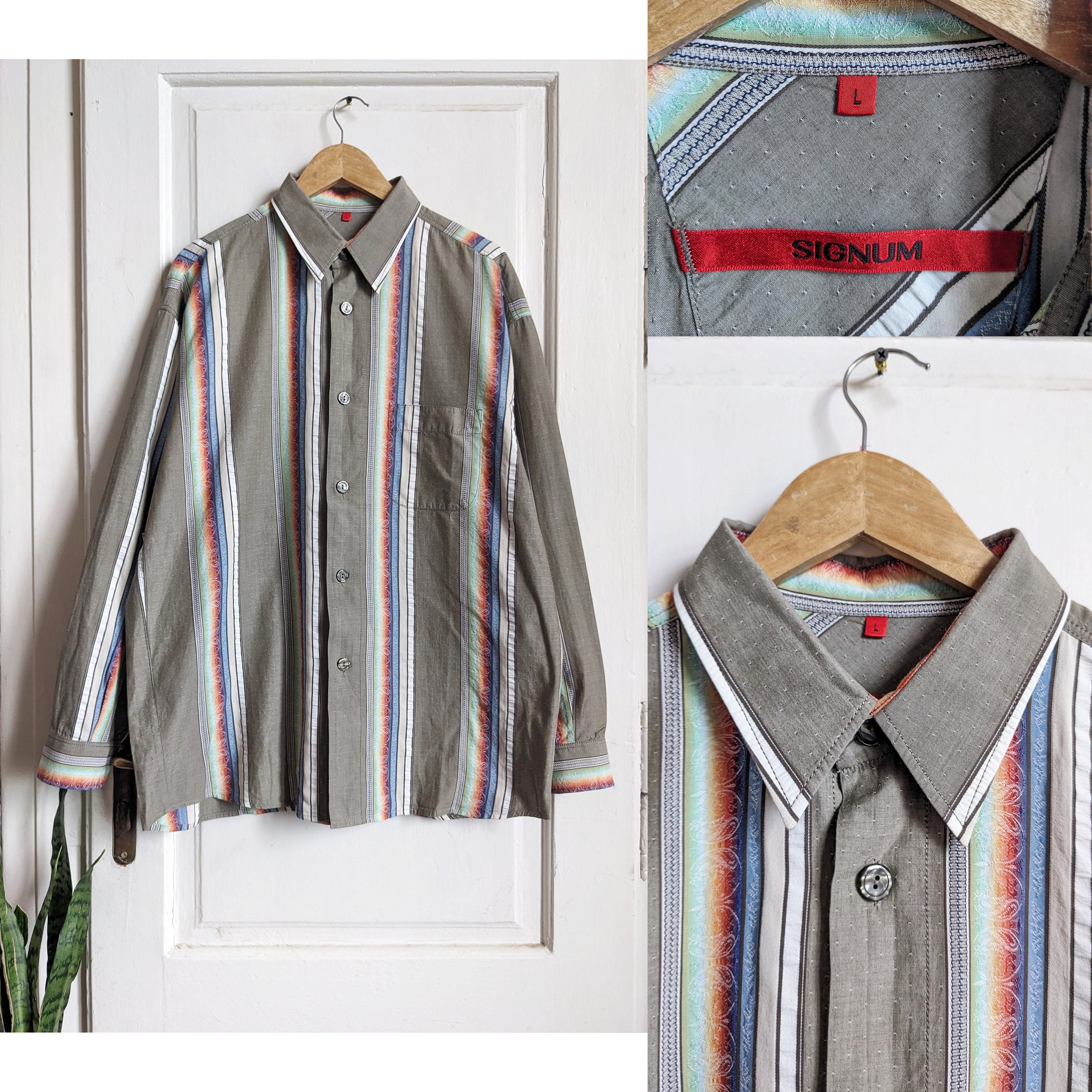 Signum Shirt Colorblock Striped Button Up - Etsy Signum Shirt Colorblock Striped Button Up - Etsy