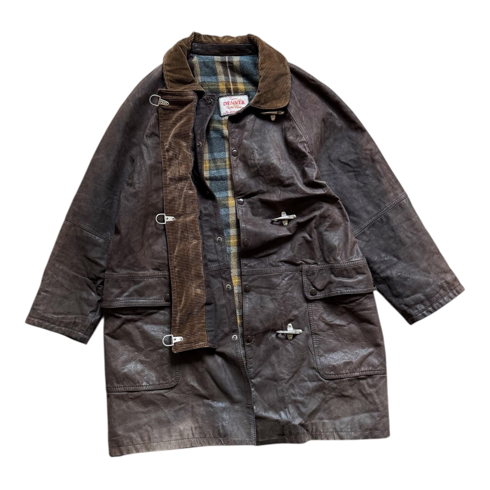 Vintage Fireman Leather Coat | Italian Made | Workwear Long Jacket 