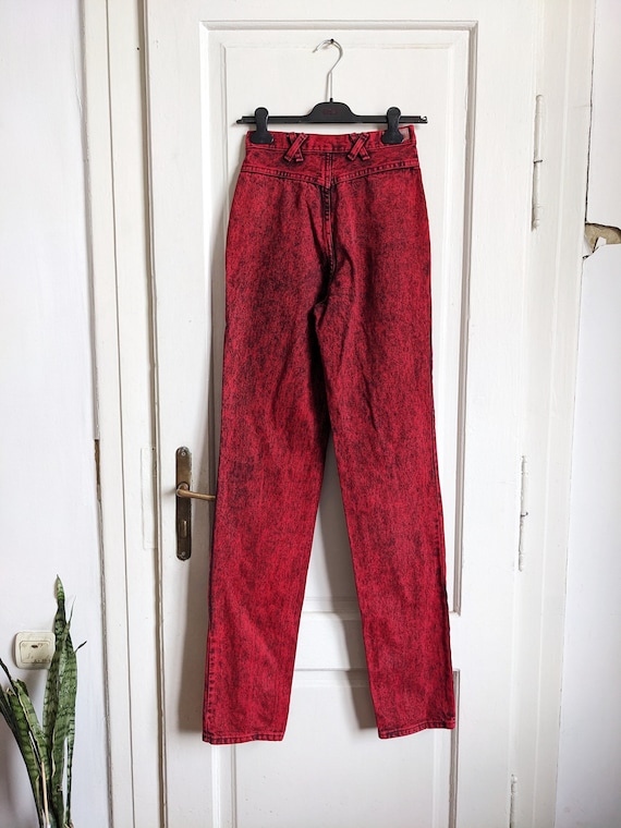 Vintage Wrangler Womens Jeans High Waist red acid… - image 3