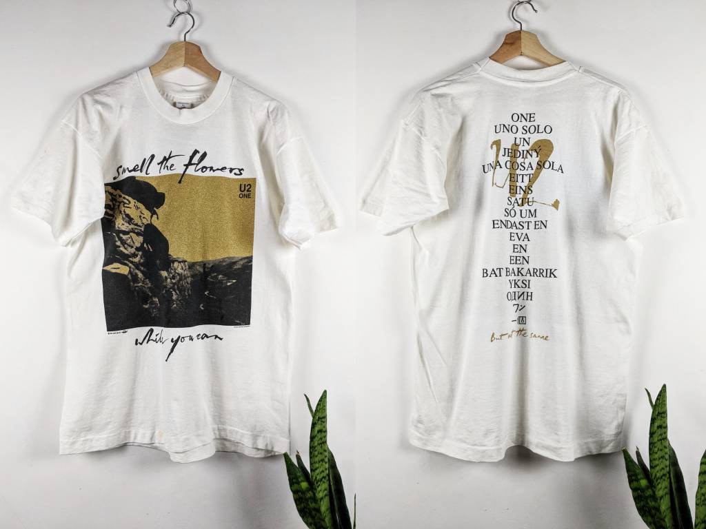 Vintage U2 One 1990 Merch Smell the Flowers While You Can