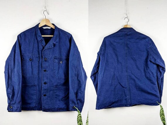 Vintage French Jacket Indigo Marsum Work Wear Chore Sanfor - Etsy