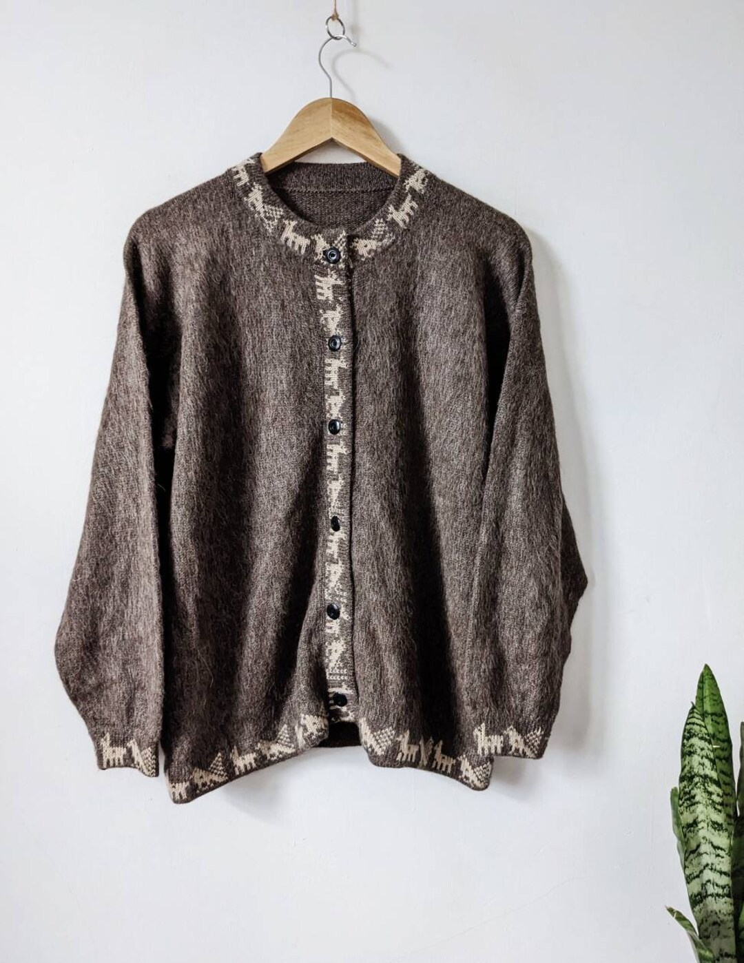 Vintage Alpaca Wool Knit Cardigan Bolivian Pattern Womens Cozy - Etsy