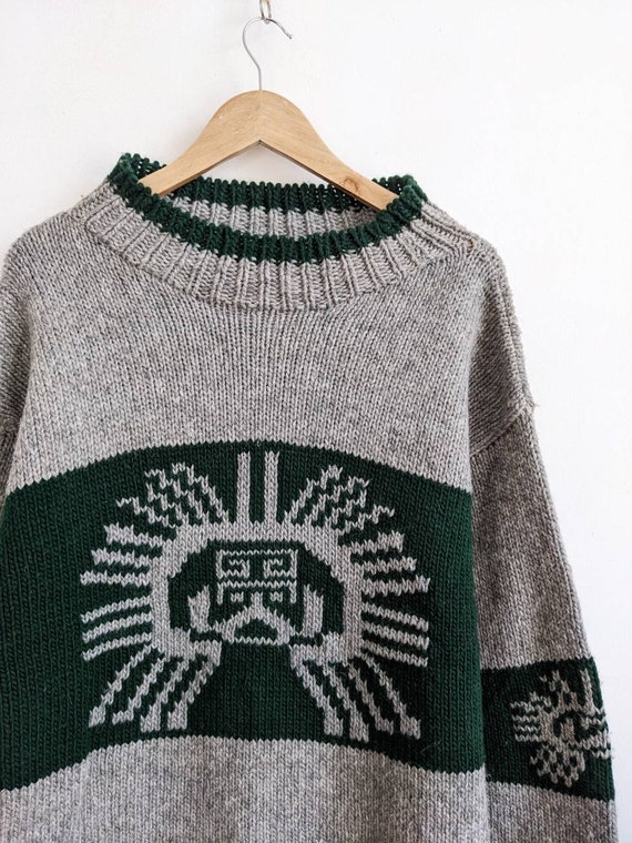 Vintage Native Knitwear Sweater Wool Tribal Aztec… - image 4