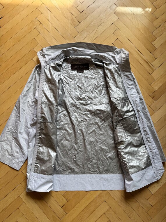 Vintage Silver Nylon Windbreaker Jacket Designer … - image 4
