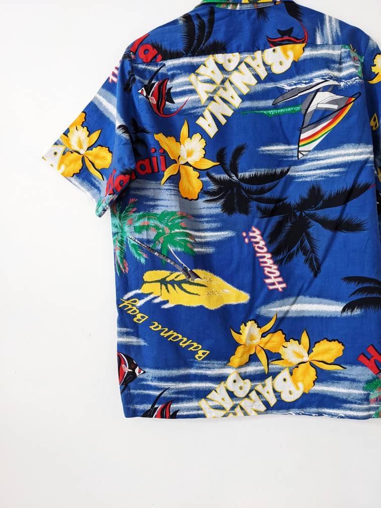 ヴィンテージ アメリカビーチグラフィックアロハシャツ Vintage Hawaiian Shirt Multicolor Surf Tropical Graphic USA