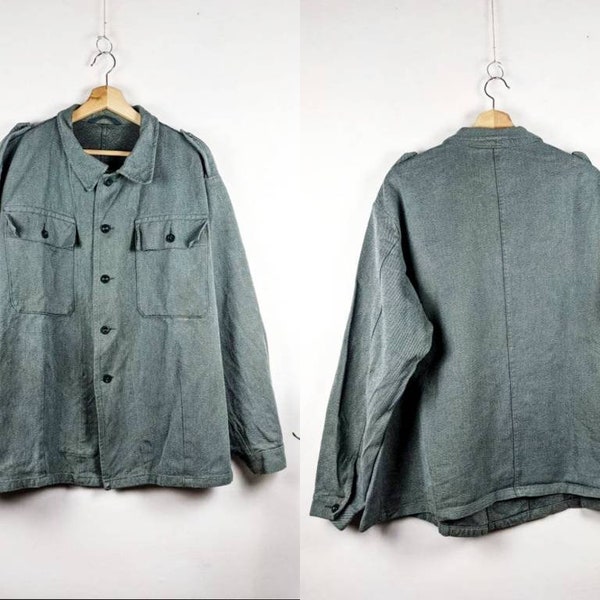 Vintage Chore Jacket French Work Wear Sanfor Olive 70s