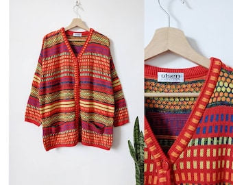 Vintge Knitted Cardigan Multicolor Olsen Collection