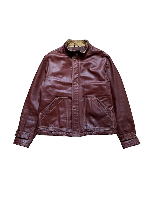Armani Jeans, Vintage Armani Jeans Cossack Leather Jacket Brown